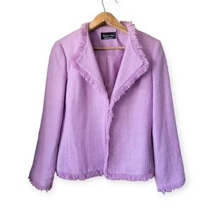 Vintage Y2K  Tweed Blazer in Lilac With Fringe size small Mean Girls Clueless